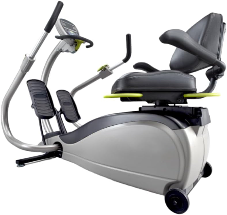 T4r Recumbent Cross Trainer Stepper, Gray/Green, Low-Impact Exercise with Adjustable Arm & Leg Position, 360-Degree Swivel Seat, Engaging Programs, & Compatible