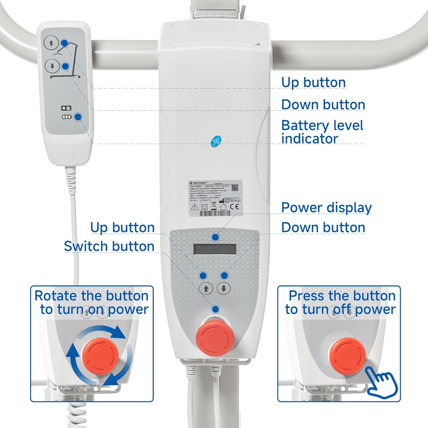 Electric Patient Lift, High-Capacity Rechargeable Battery, Home Premium Folding Electric Patient Lift