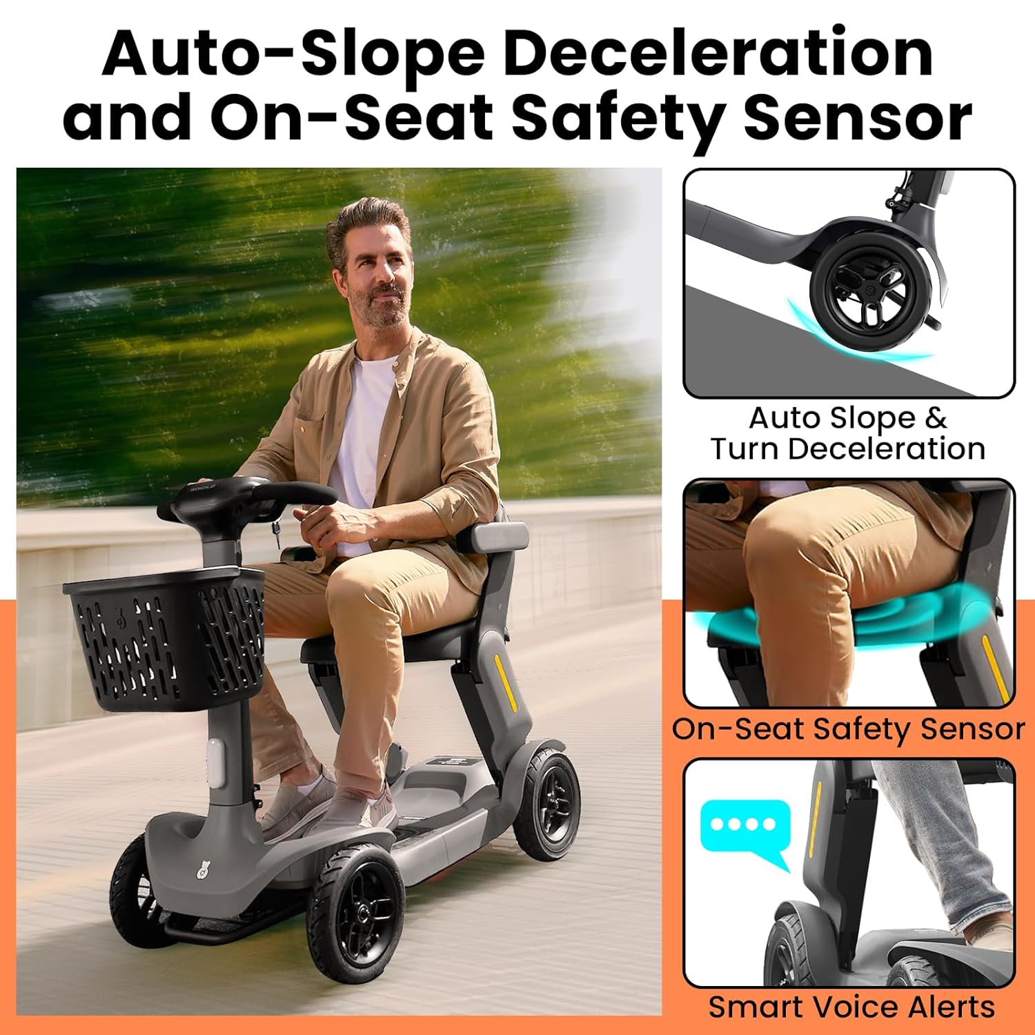 S3 Mobility Scooter for Seniors - Foldable Mobility Scooter for Adults - 25 Miles on 1 Charge, Enhanced Safety, Lightweight for Travel, LED, Basket, 6 MPH Max