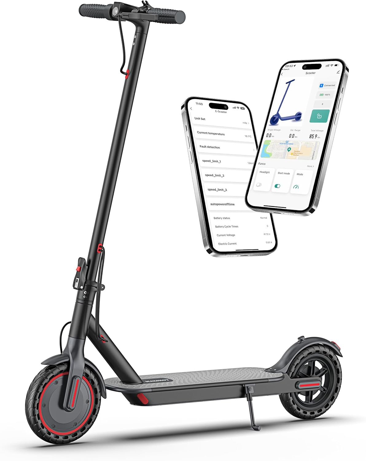 Electric Scooter for Adults, 8.5"/10" Tires, 19/22Mph, 350W/500W Motor, 21-28 Miles Range, Folding E-Scooter with Dual Suspension,APP(V1/SPRO/MAX/PRO)