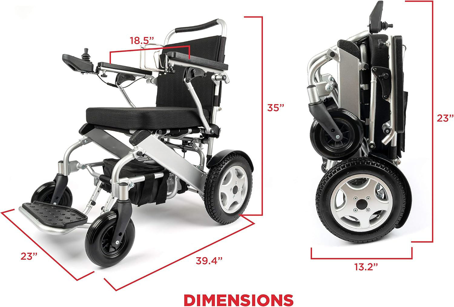 Porto Mobility Quattro Ultra 600W Motor Exclusive Lightweight Foldable Electric Wheelchair, Weatherproof, Stronger, Longer Range Super Horse Power, Dual Motor, All Terrain