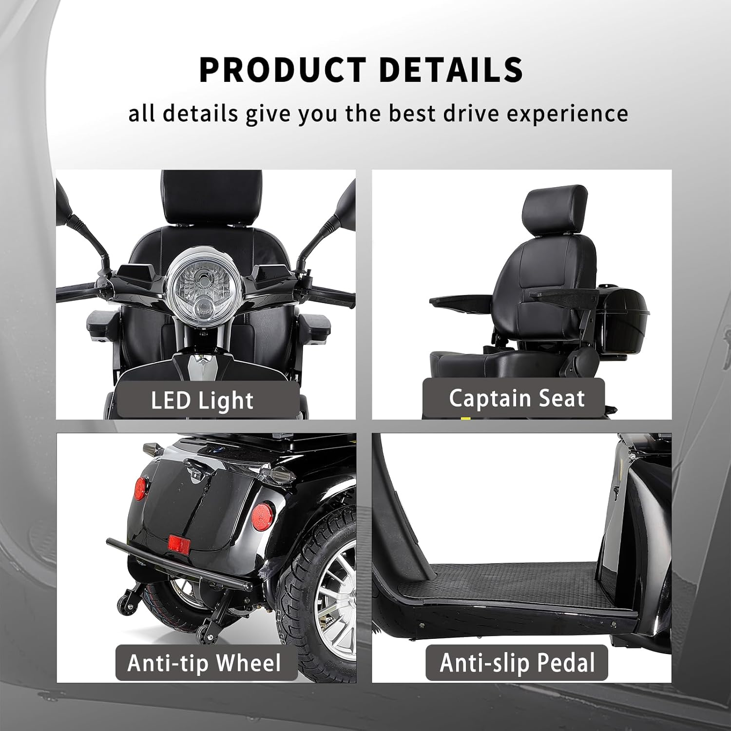 Mobility Scooters for Seniors & Adults 500lbs Capacity - 800W All Terrain Electric Powered Mobility Cart