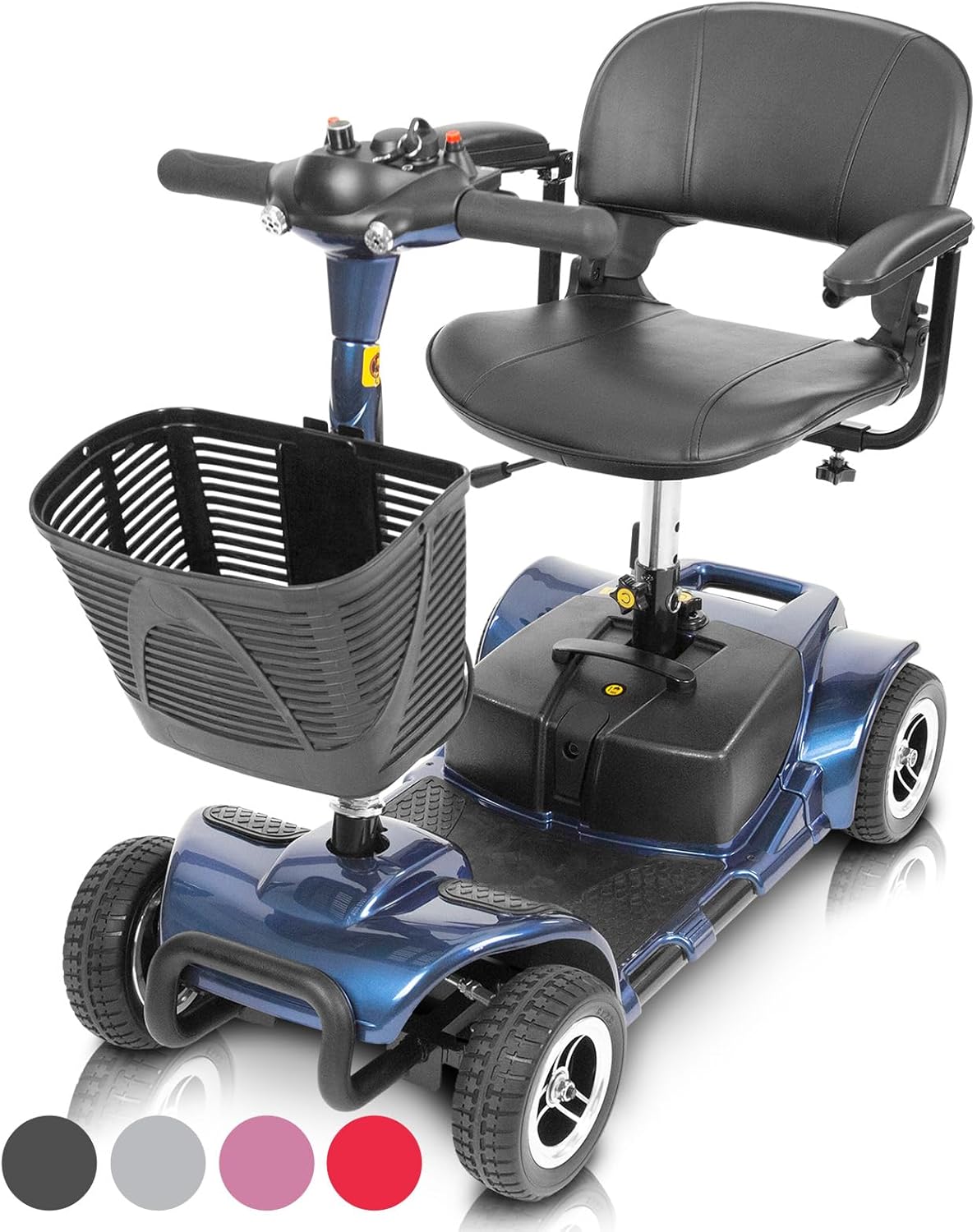 4 Wheel Mobility Scooter - Electric Powered Wheelchair Device - Compact Heavy Duty Mobile for Travel, Adults, Elderly