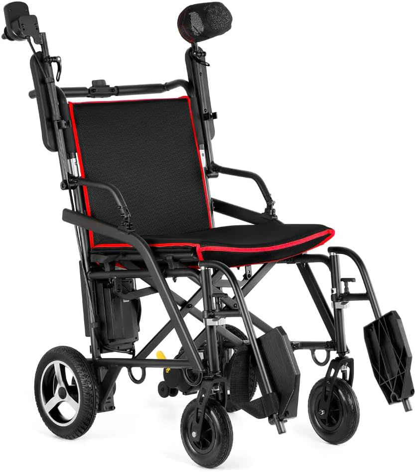 Lightweight 30lbs Foldable Sturdy Dual Motorized Powerful Magnesium Electric Wheelchair(Airplane Ready)