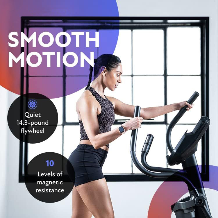 EX-59 Elliptical Trainer Exercise Machine for Home Workout, Fitness & Cardio, Compact Cross-Trainer with Bluetooth, Built-in Speakers, 10 Resistance Levels, 300 lb Weight Capacity