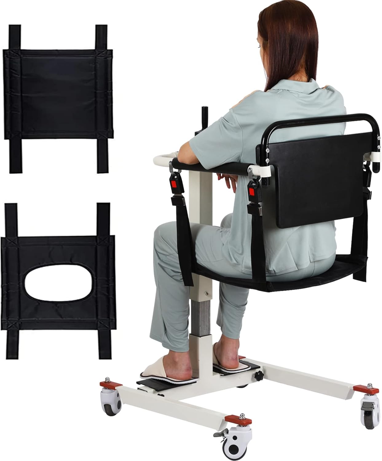 Patient Lift Transfer Chair, Patient Lift Wheelchair for Home and Car Portable Patient Lift Chair Wheelchair Lift for Home, Disabled and Elderly Nursing, Height/Width Adjust (Upgraded Backrest)