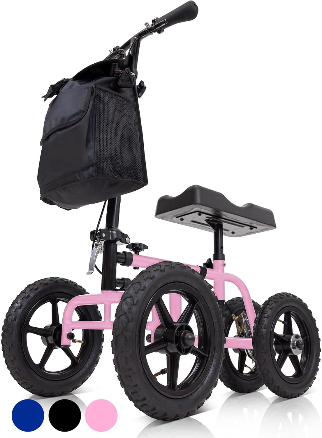 All Terrain Knee Scooter Walker for Foot Injuries - Adult Broken Leg Crutch Cart Roller for Surgery, Broken Foot, Ankle Injury - Kneeling Rolling Steerable Seated Wheel Scooter Aid