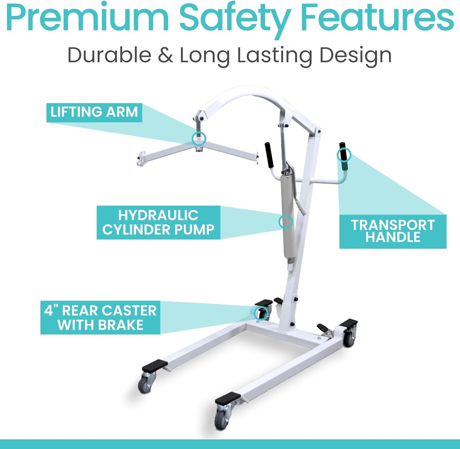 Hydraulic Patient Lift for Home Use with Sling - Portable, Medical Patient Transfer Lift System - Sit to Stand Lift Assist