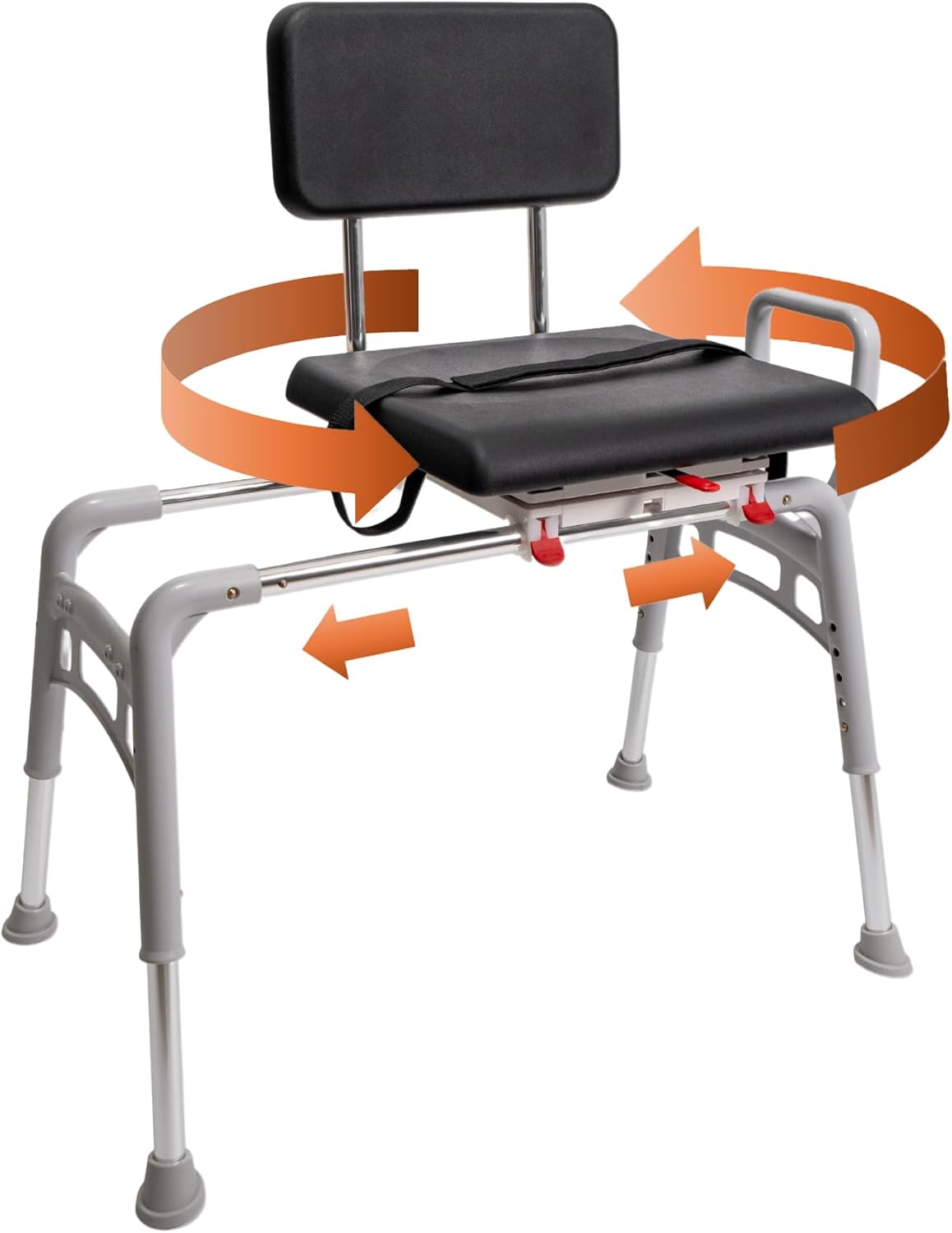 Padded Swivel Sliding Shower Chair & Transfer Bench, Height Adjustable, Heavy-Duty Capacity, for Safety Shower, for Elderly & Disabled
