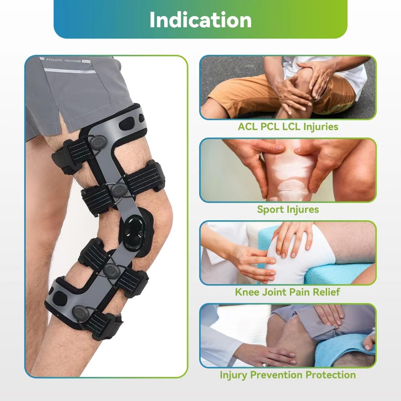 ACL Knee Brace, Functional Knee Support for PCL, MCL, Ligament Sports Injuries, Meniscus Tear, Relief from Knee Joint Pain
