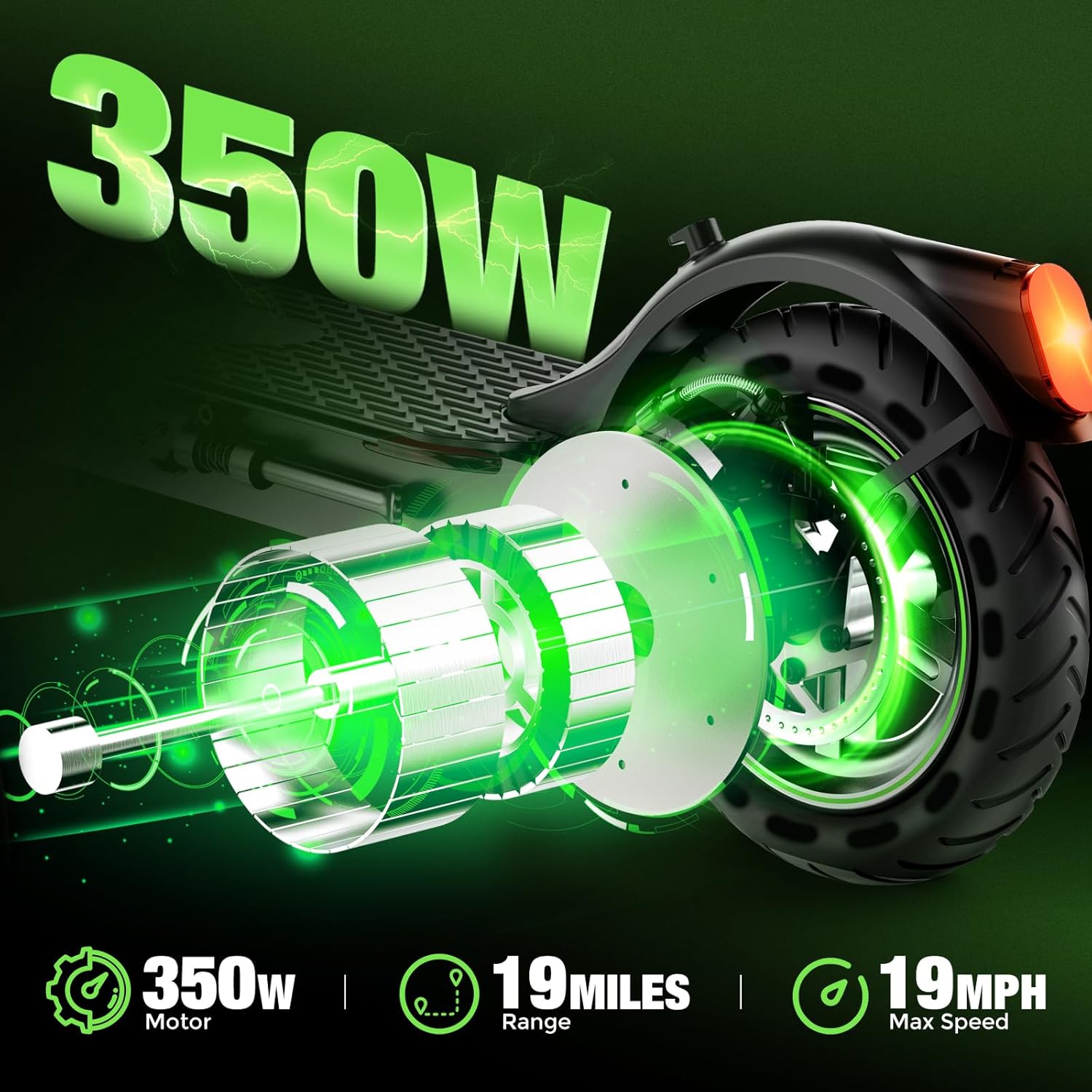 Electric Scooter Adults, 19 Miles Long Range, 19MPH Max Speed, 350W Motor Escooter for Adults Commuting, Foldable E-Scooter with Turn Signal & Dual Shock Absorbers
