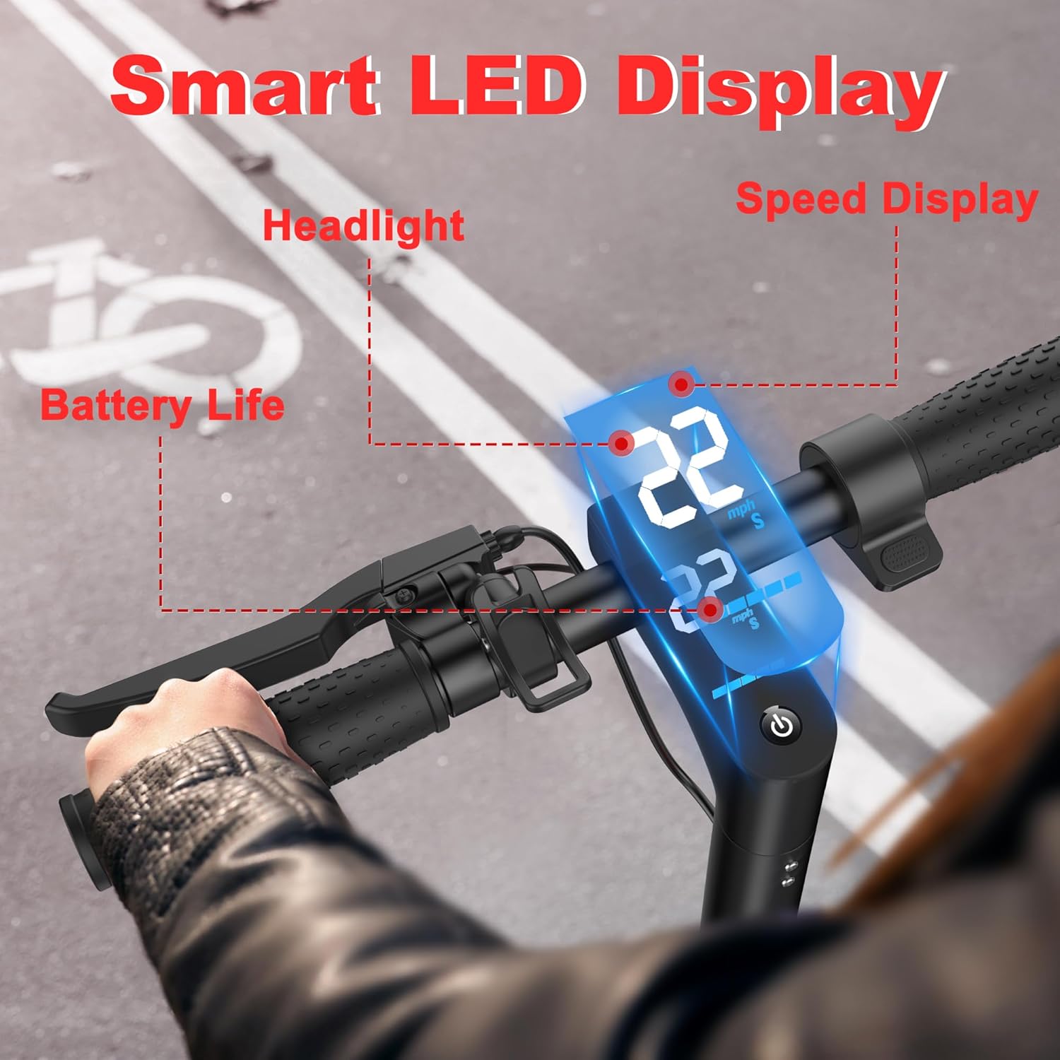 Electric Scooter, 10Inch Solid Tires-10.5Ah Folding Escooter for Adults and Teens with Dual Braking,Dual Suspension, App