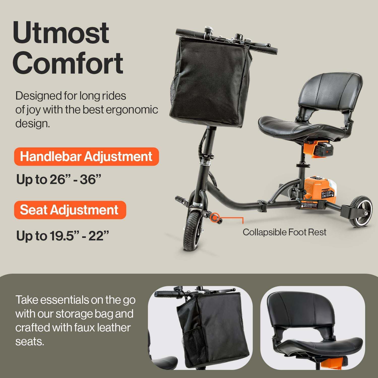 Passport Mobility Scooter for Adults- Foldable, 3 Wheel, Airline Travel Friendly - 13 Mile Range, Includes 2 Removable 44.4V Lithium-ion Batteries & Charger (275 Lbs)