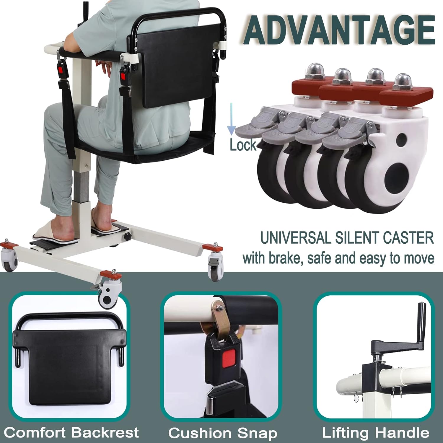 Patient Lift Transfer Chair, Patient Lift Wheelchair for Home and Car Portable Patient Lift Chair Wheelchair Lift for Home, Disabled and Elderly Nursing, Height/Width Adjust (Upgraded Backrest)
