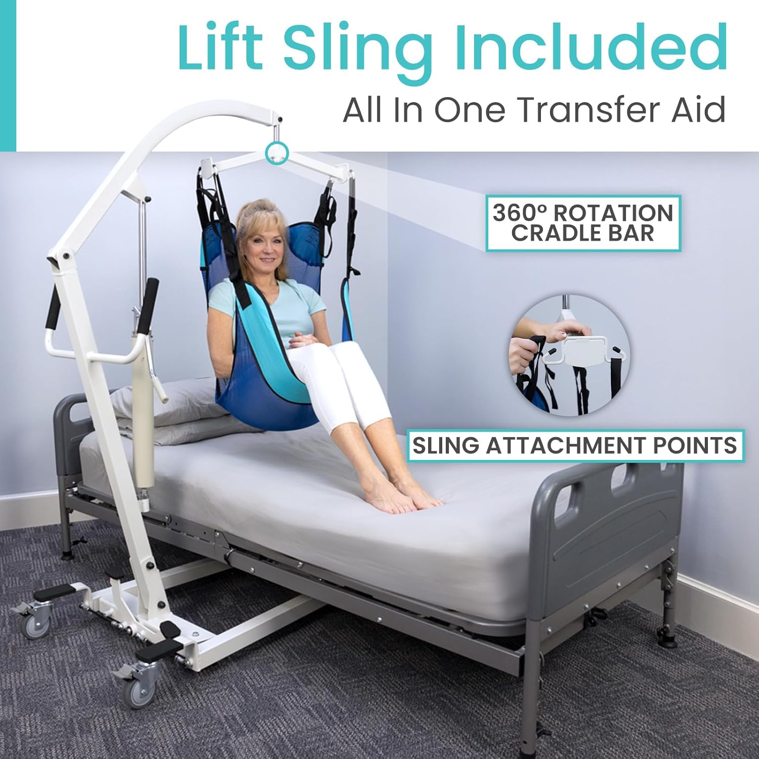 Hydraulic Patient Lift for Home Use with Sling - Portable, Medical Patient Transfer Lift System - Sit to Stand Lift Assist