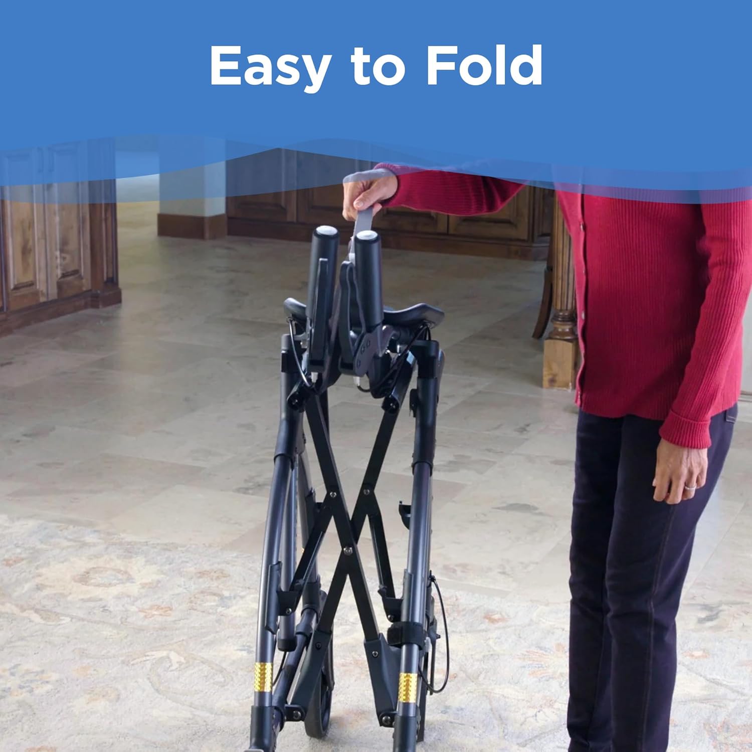 Journey UPWalker Standard – The Original Upright Walker – Premium, Lightweight Adjustable Upright Rollator Walker with Seat for Adults, Seniors & The Elderly