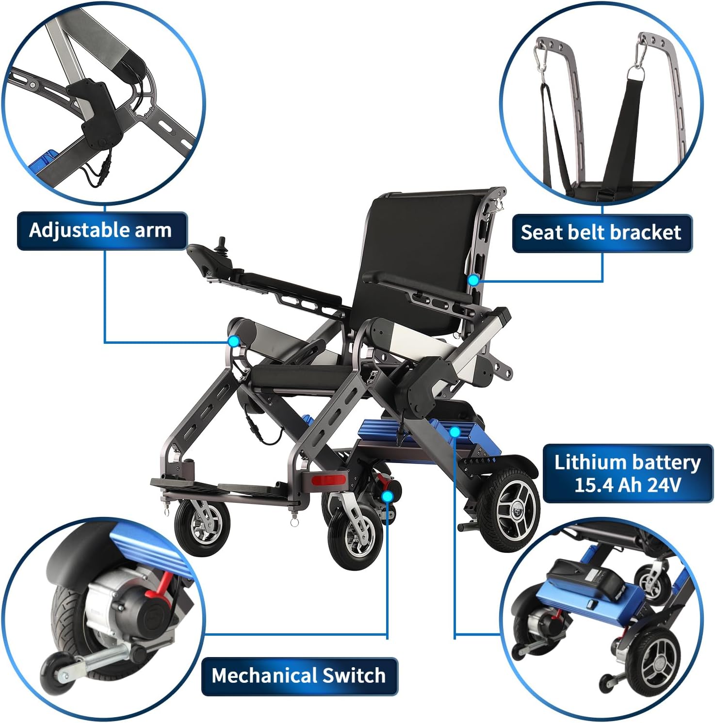 Electric Stand Up Medical Walker with Seat, Physical Therapy Equipment Walking Assist Exercise Rehabilitation Device, Adjustable Height, 13 Miles Long Travel Range with Stands 260lbs
