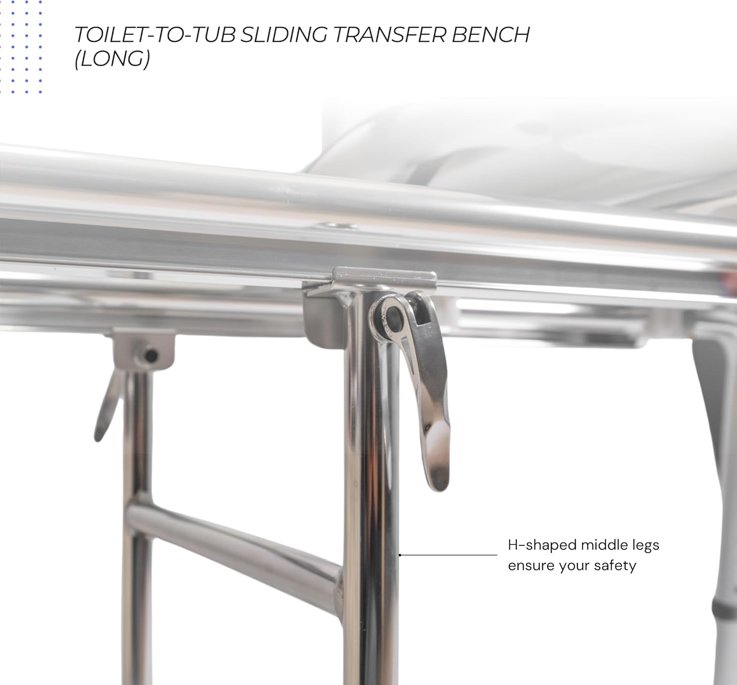 Toilet-to-Tub Sliding Transfer Bench with Cut Out, Height Adjustable, Heavy-Duty Capacity, for Safety Shower, for Elderly & Disabled
