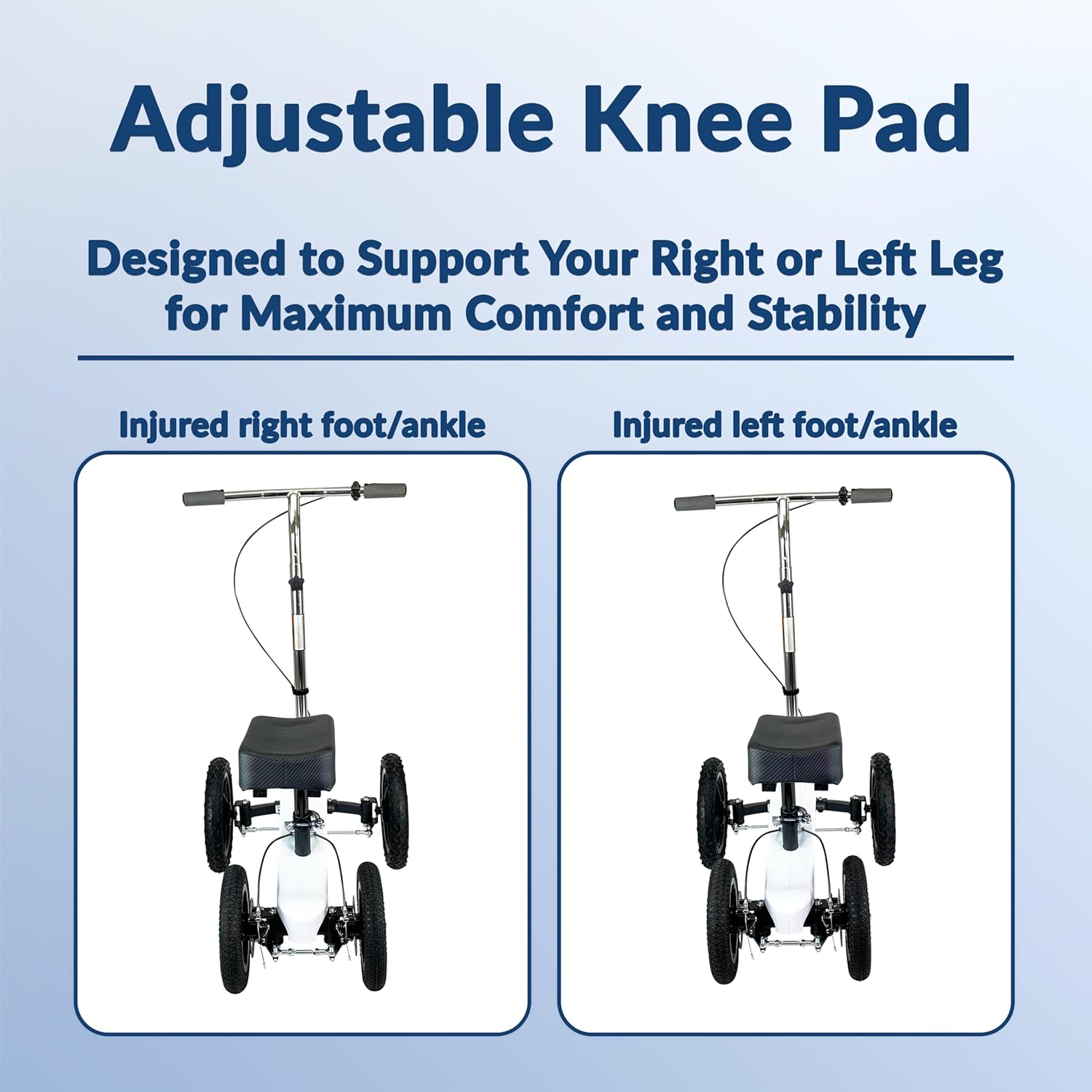 All Terrain Fusion Patented Knee Scooter with 4 Wheel Steering - Knee Walker for Adults for Foot Surgery, Broken Ankle, Foot Injuries - Heavy Duty Knee Rover Scooter for Broken Foot