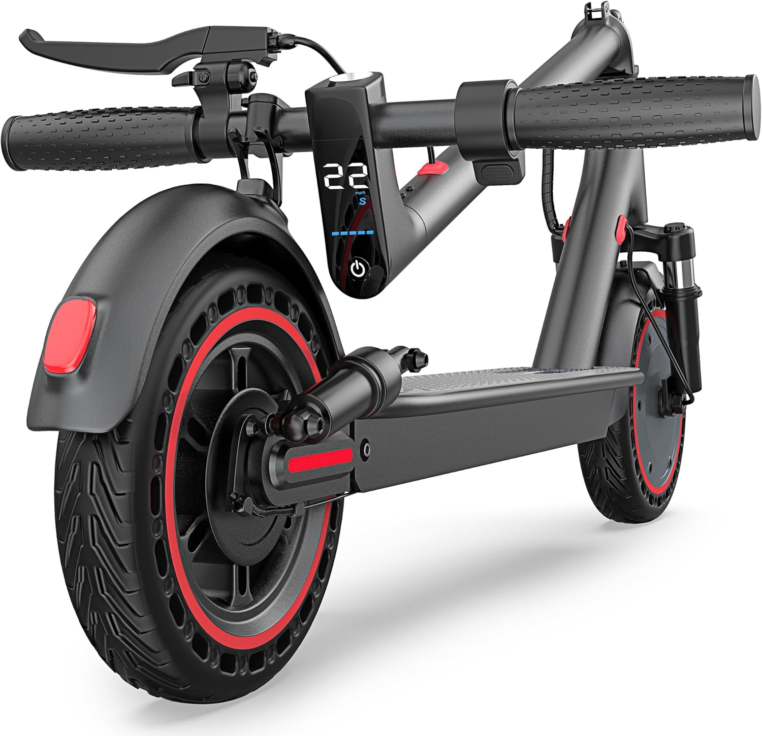 Electric Scooter, 10Inch Solid Tires-10.5Ah Folding Escooter for Adults and Teens with Dual Braking,Dual Suspension, App