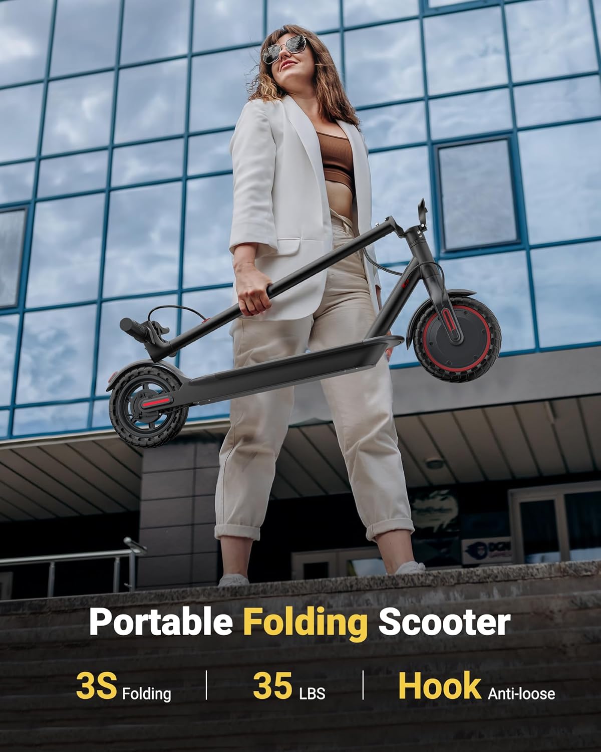 Electric Scooter for Adults, 8.5"/10" Tires, 19/22Mph, 350W/500W Motor, 21-28 Miles Range, Folding E-Scooter with Dual Suspension,APP(V1/SPRO/MAX/PRO)