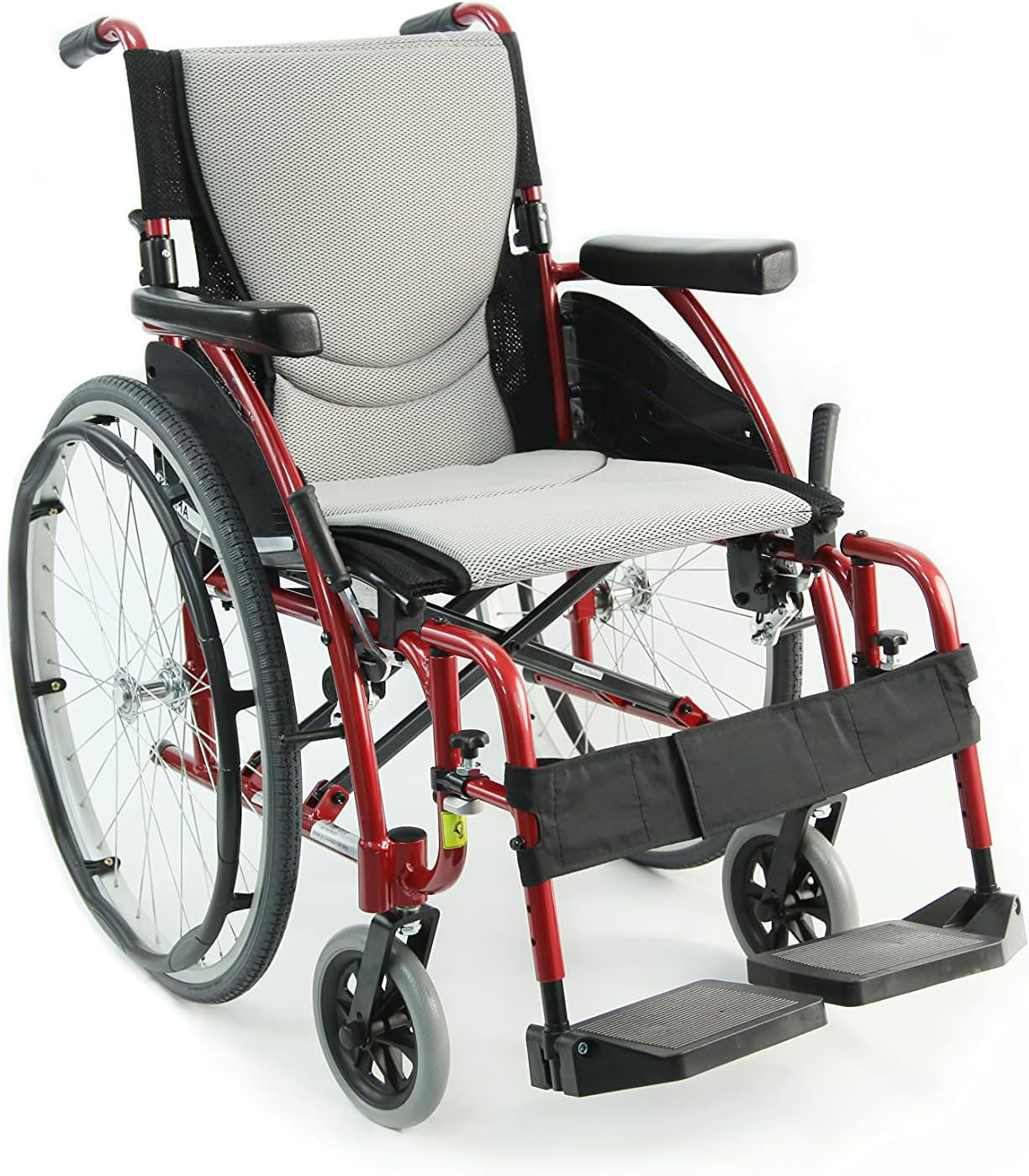 S-115 25 lbs Ultra Light Ergonomic Wheelchair with Removable Footrest Red Color