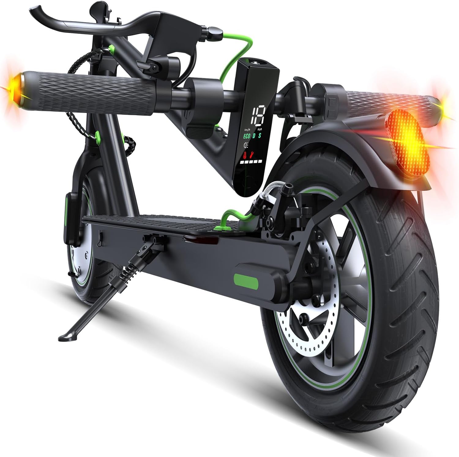 Electric Scooter Adults, 19 Miles Long Range, 19MPH Max Speed, 350W Motor Escooter for Adults Commuting, Foldable E-Scooter with Turn Signal & Dual Shock Absorbers
