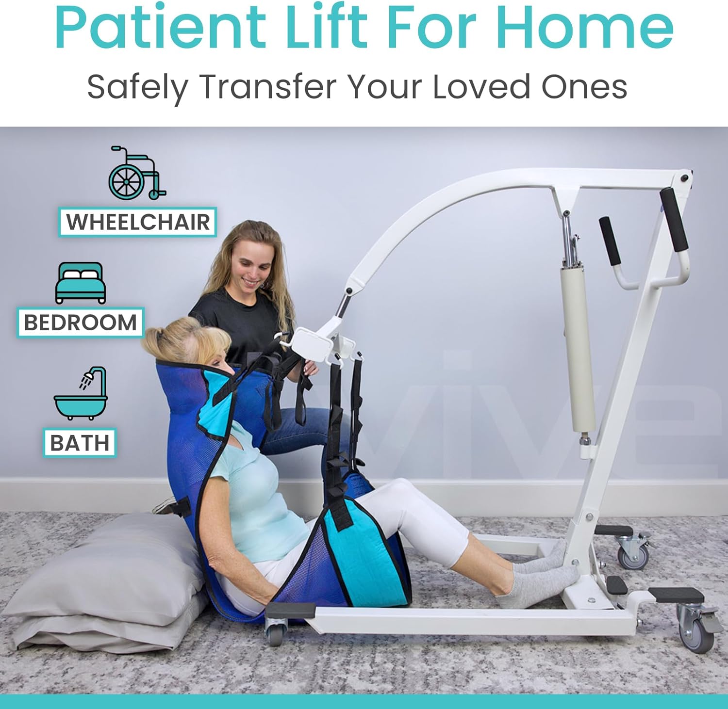 Hydraulic Patient Lift for Home Use with Sling - Portable, Medical Patient Transfer Lift System - Sit to Stand Lift Assist