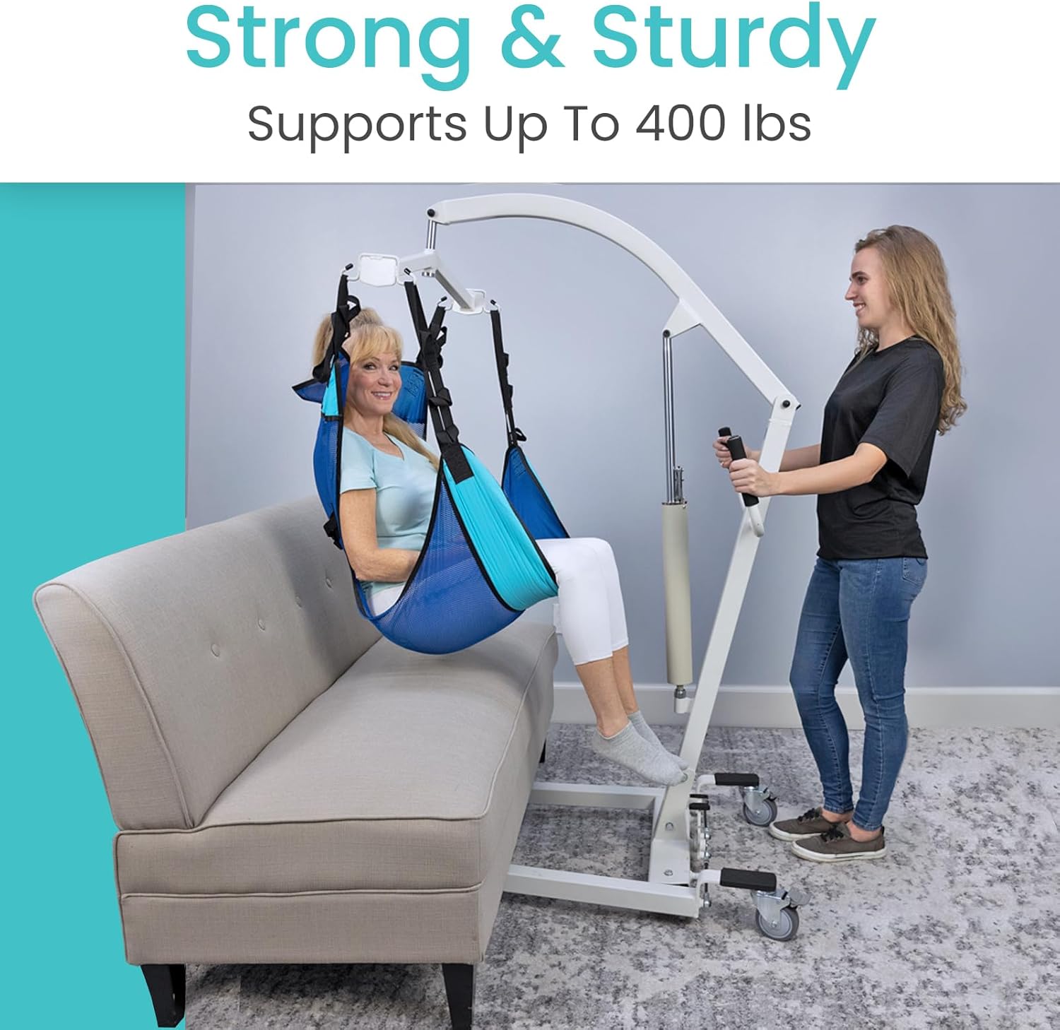 Hydraulic Patient Lift for Home Use with Sling - Portable, Medical Patient Transfer Lift System - Sit to Stand Lift Assist