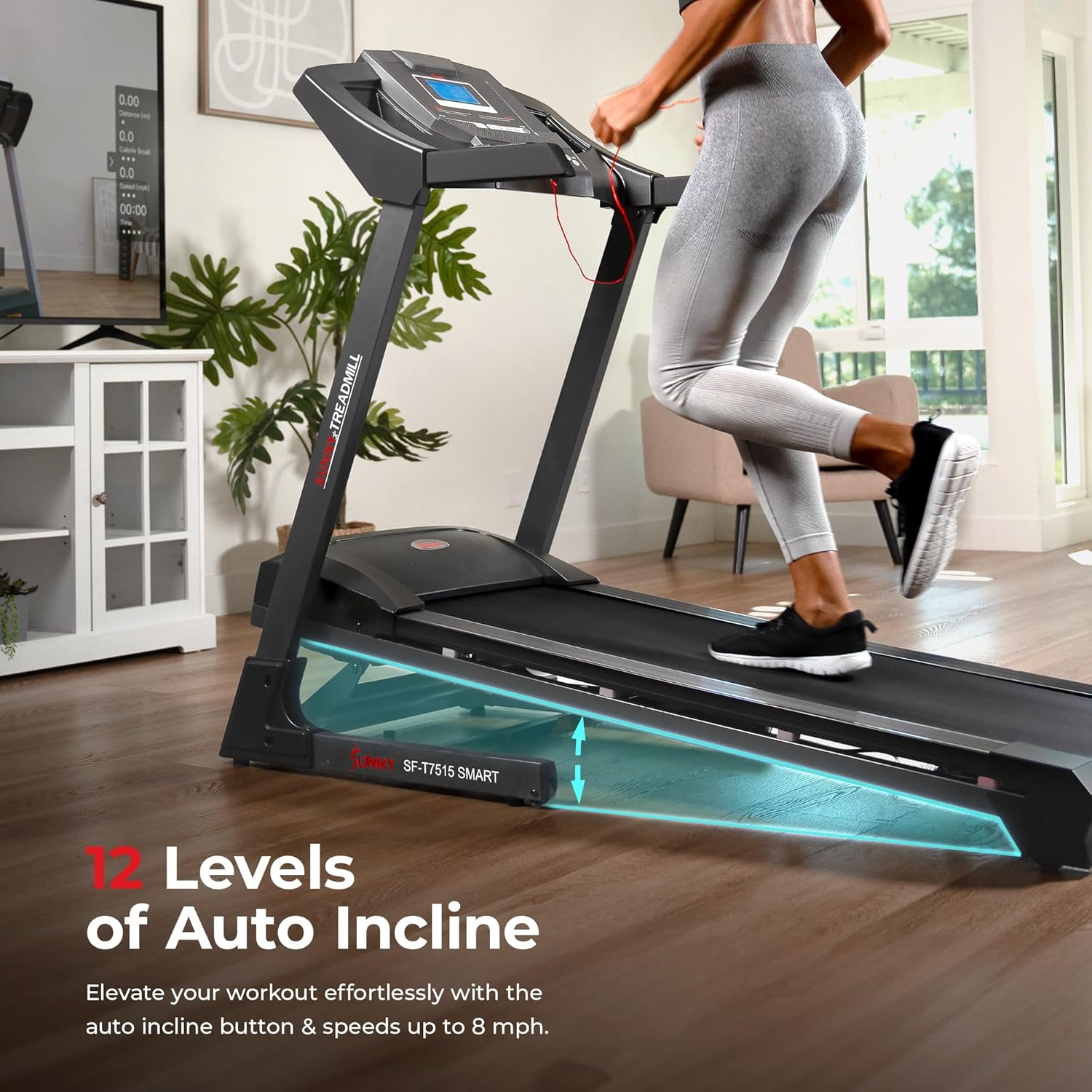 remium Foldable Treadmill for Home, Running or Walking with Auto Incline, Shock Absorption, Digital Display, Optional 20” Running Deck, Free App Bluetooth Connection