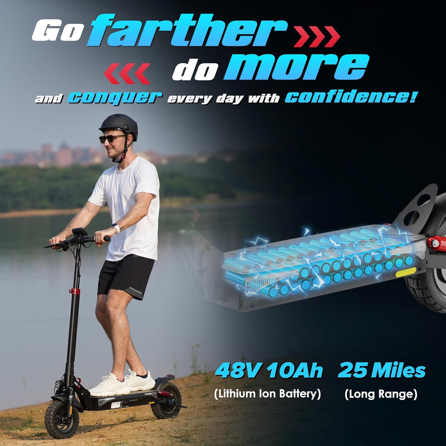 Electric Scooter, 10" Tires, 800W Motor E-Scooter Up to 25/28 Miles Range, Top Speed 24/28 MPH