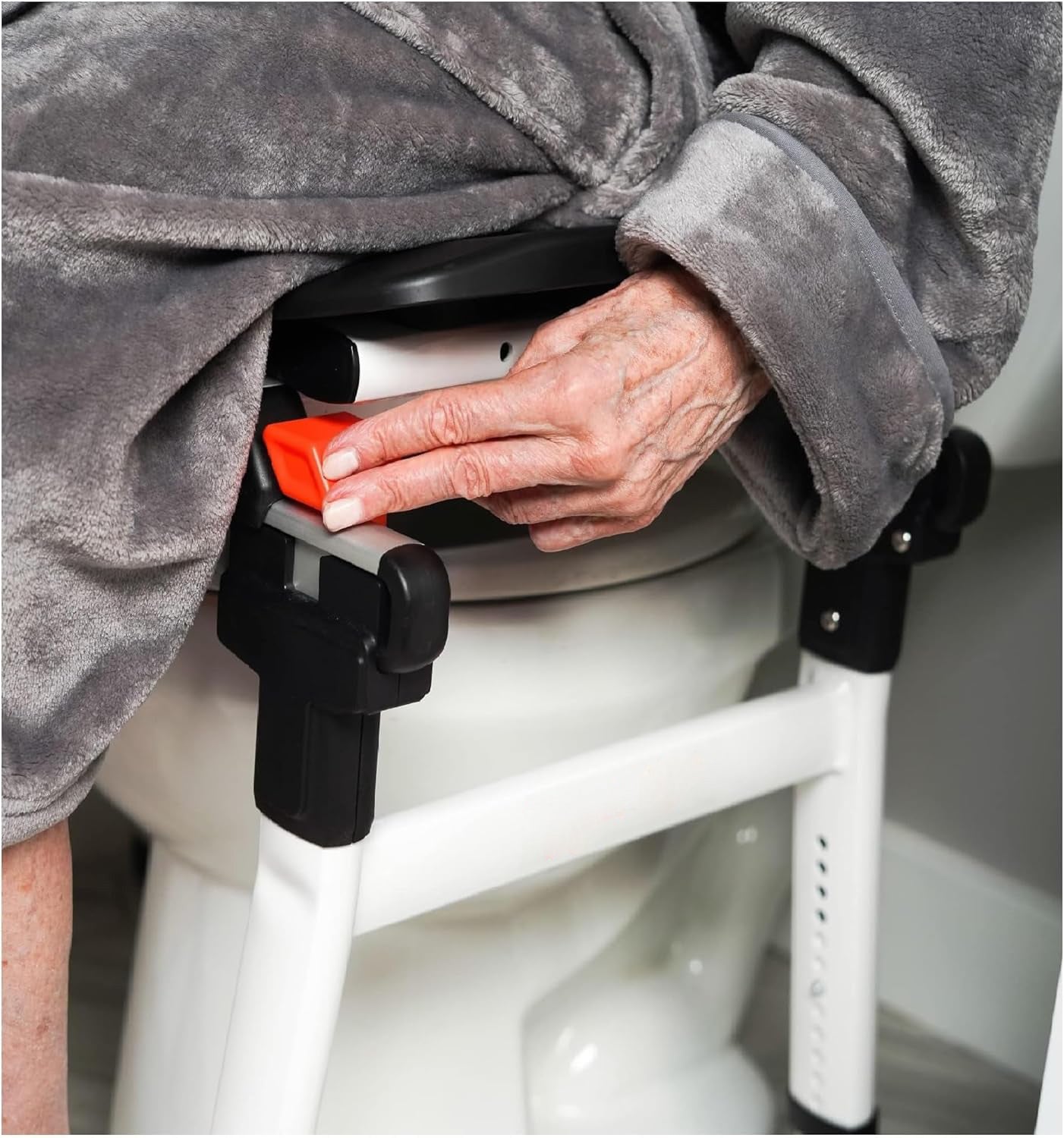 Sliding Transfer Bench for Toilet-Adjacent Tubs, Adjustable Height, Grab Bar, Extended Rails, Sliding Shower Chair with Commode Compatibility
