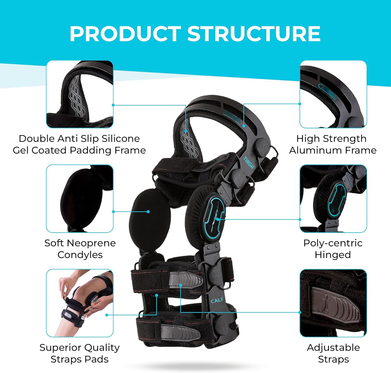 K6 Hinged Unloader Knee Brace - Knee Support for MCL, ACL, PCL, Ligament & Sports Injuries, Mild Osteoarthritis