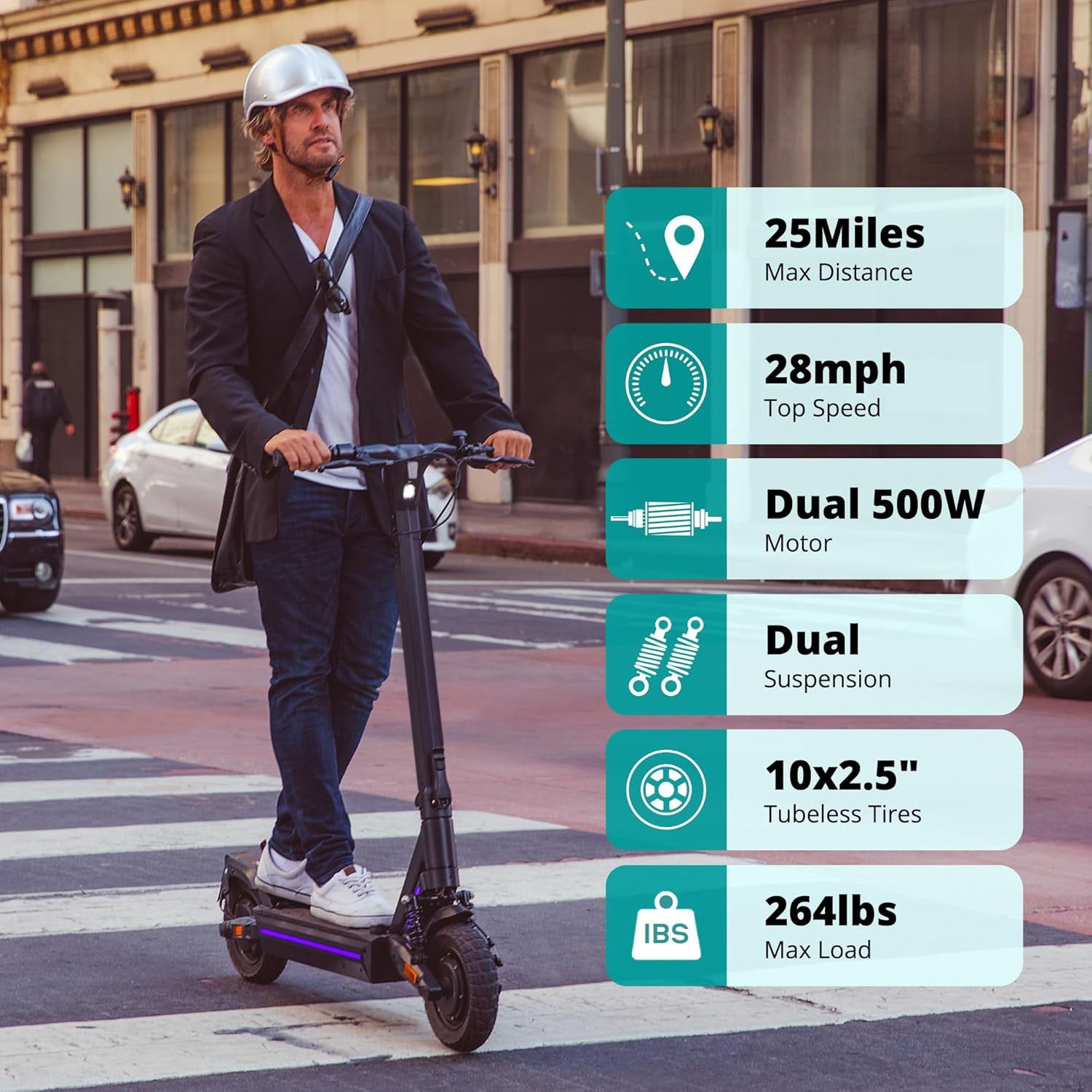 G4 Series Electric Scooter for Adults, 500-650W Motor 10"/11" Shock Absorbing Tires, Max 25-45 Miles Long Range 20-38MPH Top Speed, with Electric Code Lock Foldable Commuting Electric Scooter