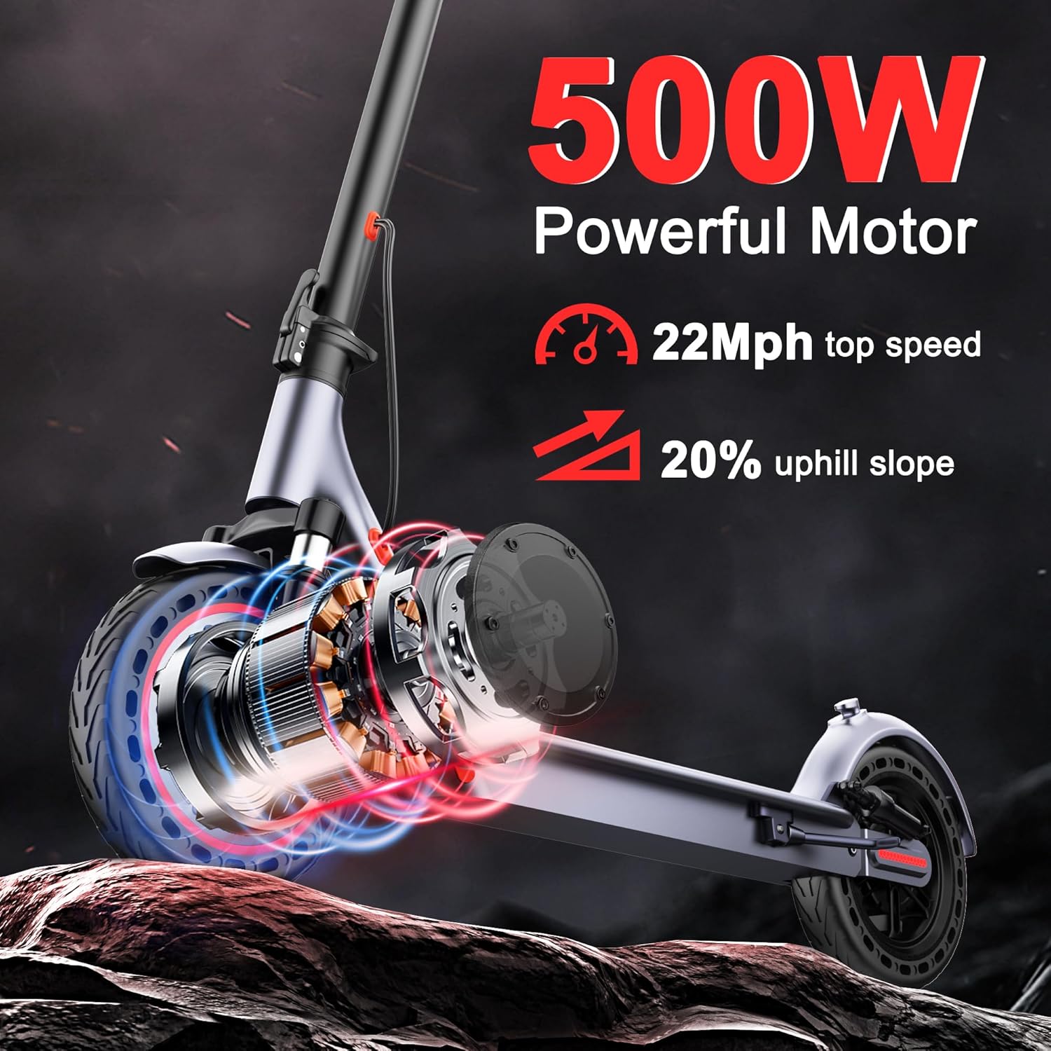 Electric Scooter, 10Inch Solid Tires-10.5Ah Folding Escooter for Adults and Teens with Dual Braking,Dual Suspension, App