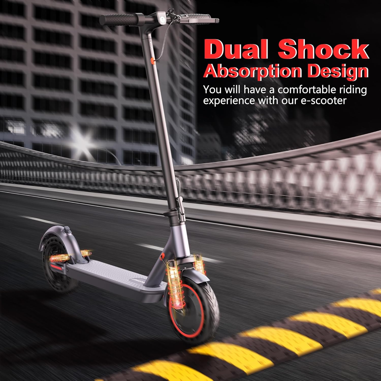 Electric Scooter, 10Inch Solid Tires-10.5Ah Folding Escooter for Adults and Teens with Dual Braking,Dual Suspension, App