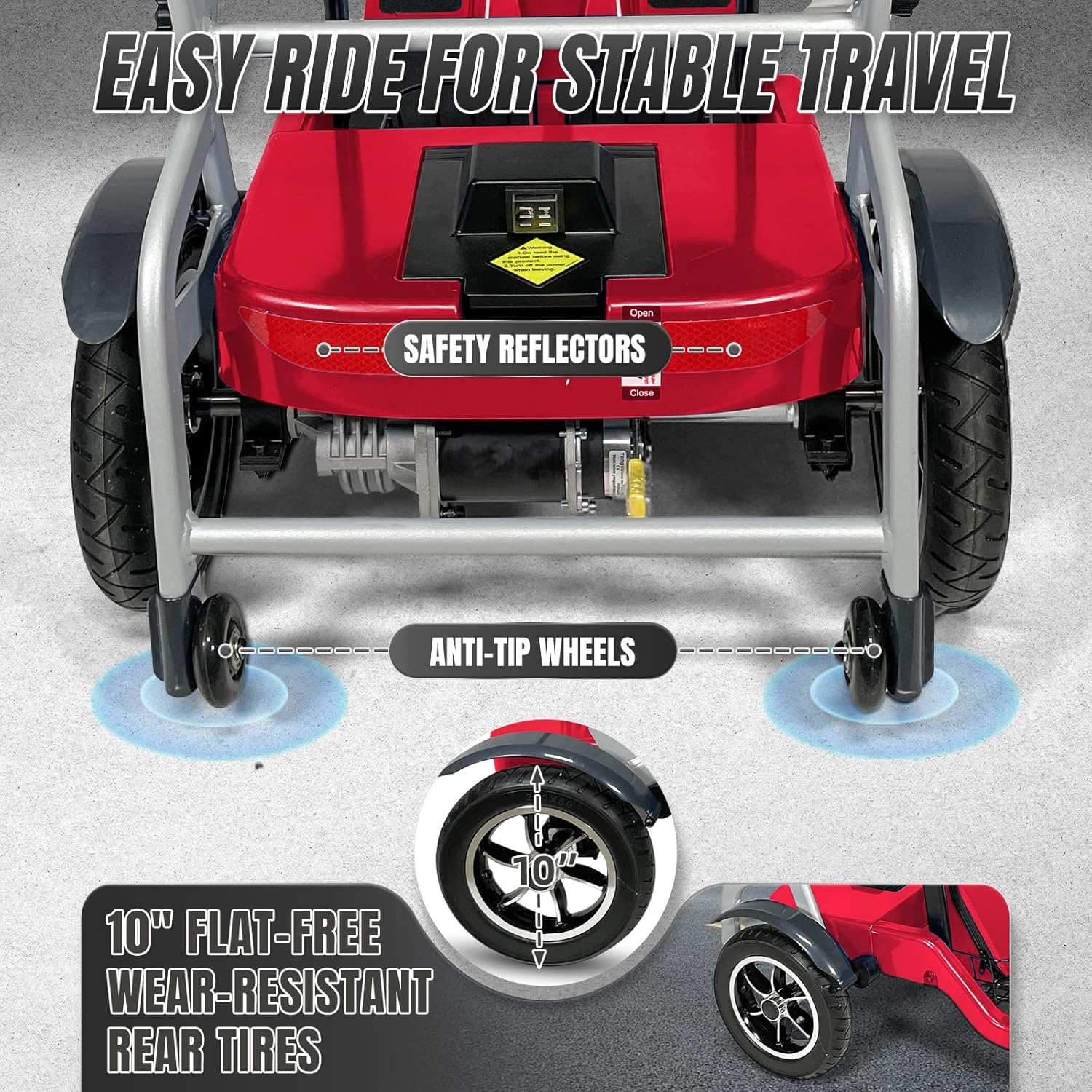 R3b-Mobility Scooters for Seniors Adults Ultra Lightweight Electric Powered Folding 4 Wheel Mobility Scooter with Headlight Cup Holder, Compact & Convenient for Travel Airline Approved, Red