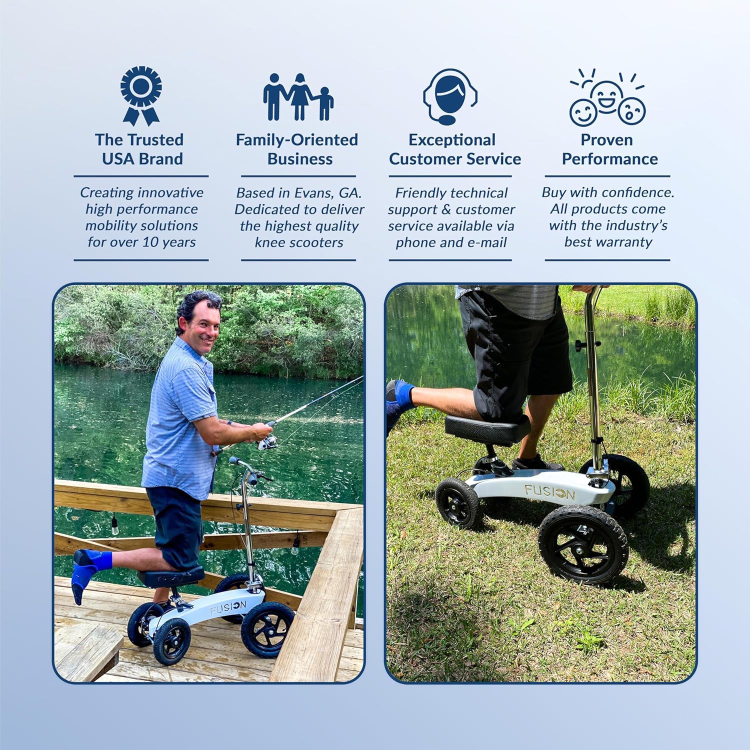 All Terrain Fusion Patented Knee Scooter with 4 Wheel Steering - Knee Walker for Adults for Foot Surgery, Broken Ankle, Foot Injuries - Heavy Duty Knee Rover Scooter for Broken Foot