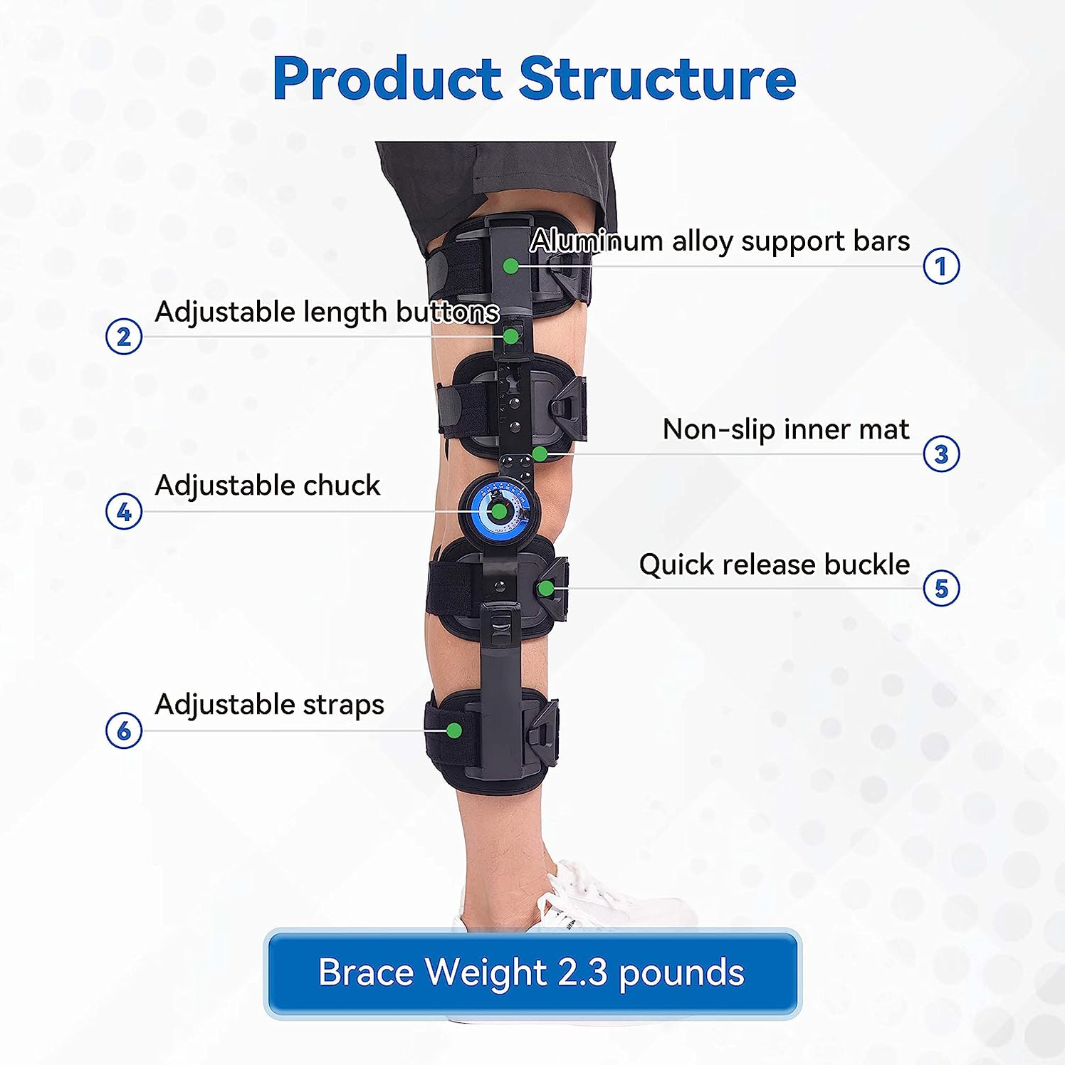 Hinged ROM Knee Brace, Post Op Knee Brace for Recovery Stabilization, ACL, MCL and PCL Injury, Adjustable Medical Orthopedic Support Stabilizer After Surgery