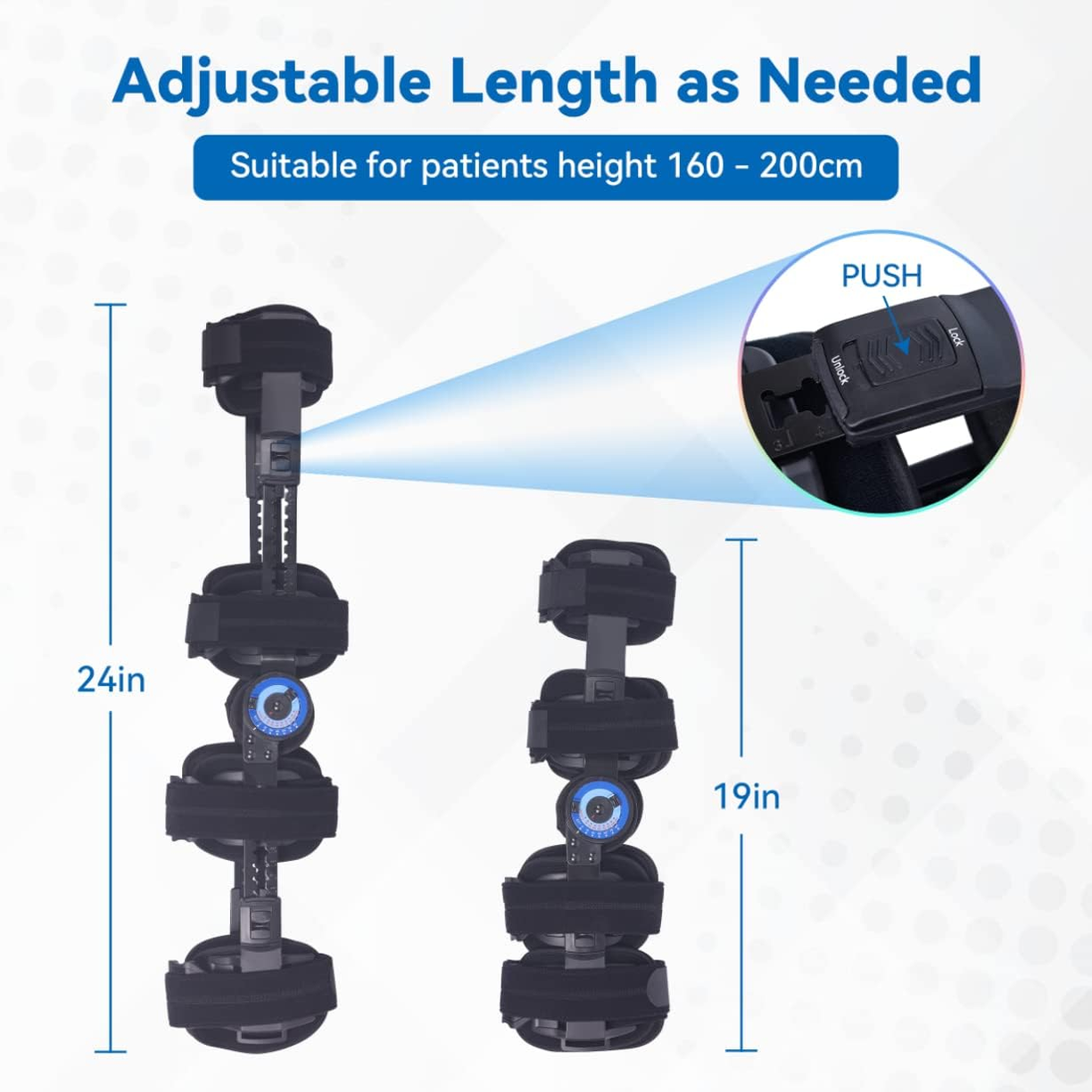 Hinged ROM Knee Brace, Post Op Knee Brace for Recovery Stabilization, ACL, MCL and PCL Injury, Adjustable Medical Orthopedic Support Stabilizer After Surgery
