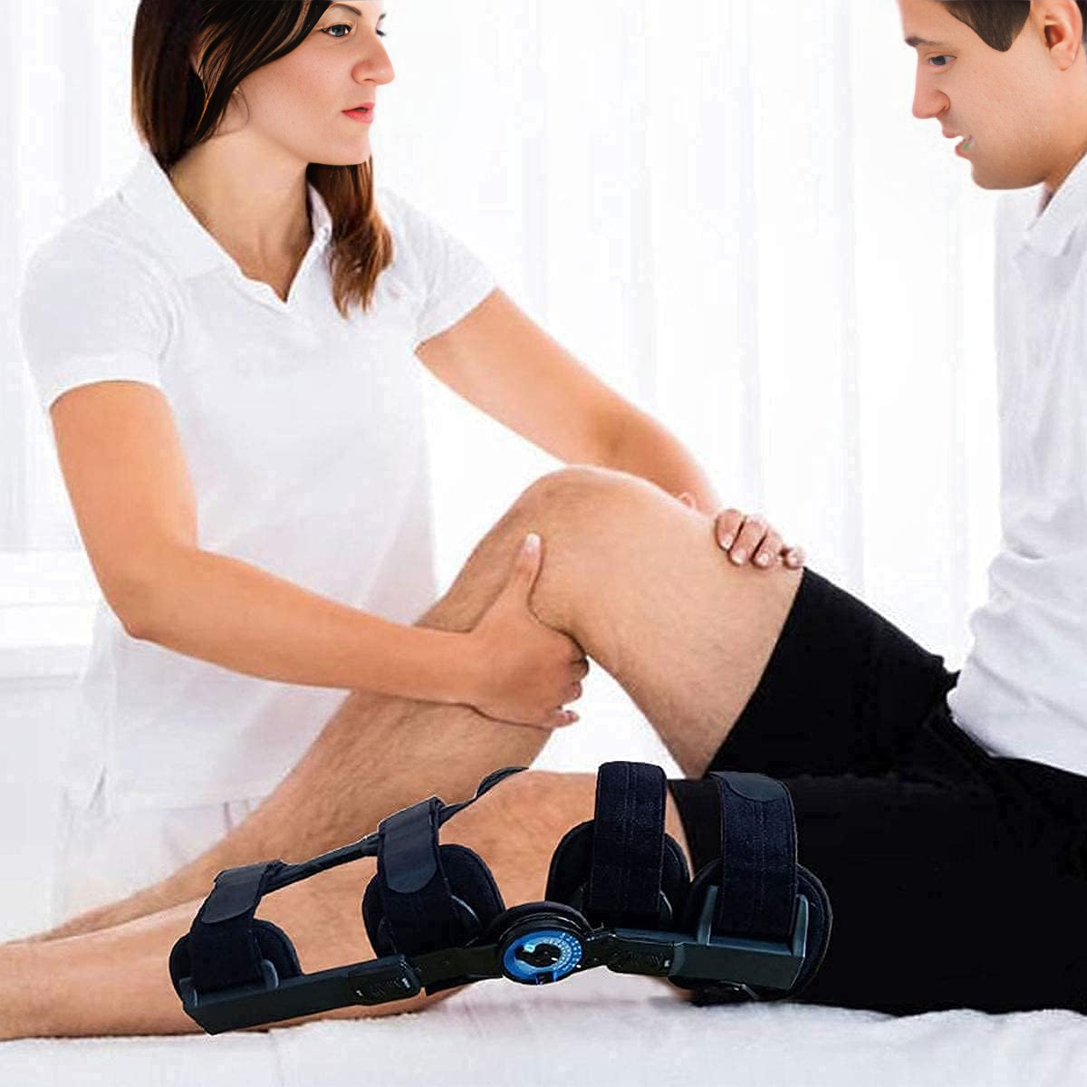 Hinged ROM Knee Brace, Post Op Knee Brace for Recovery Stabilization, ACL, MCL and PCL Injury, Adjustable Medical Orthopedic Support Stabilizer After Surgery