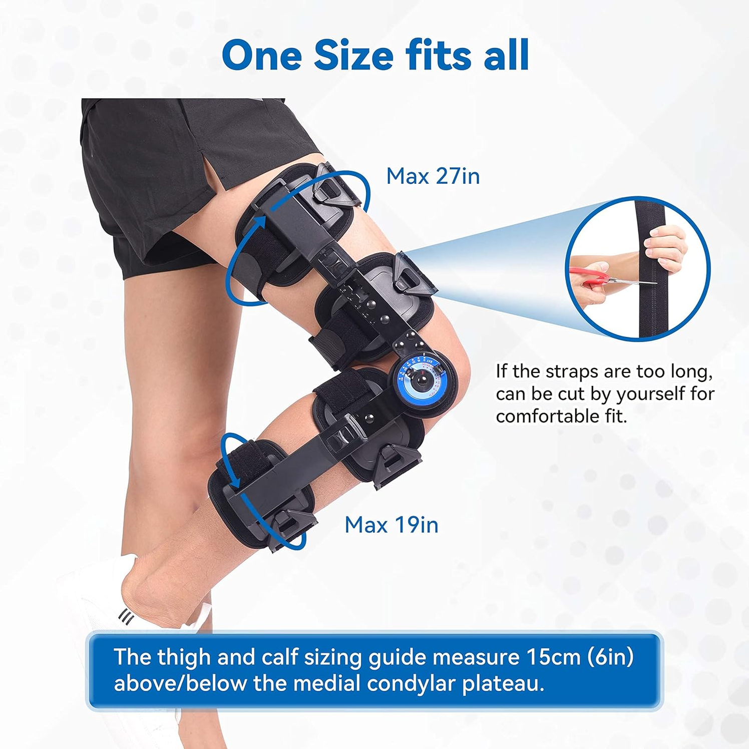Hinged ROM Knee Brace, Post Op Knee Brace for Recovery Stabilization, ACL, MCL and PCL Injury, Adjustable Medical Orthopedic Support Stabilizer After Surgery