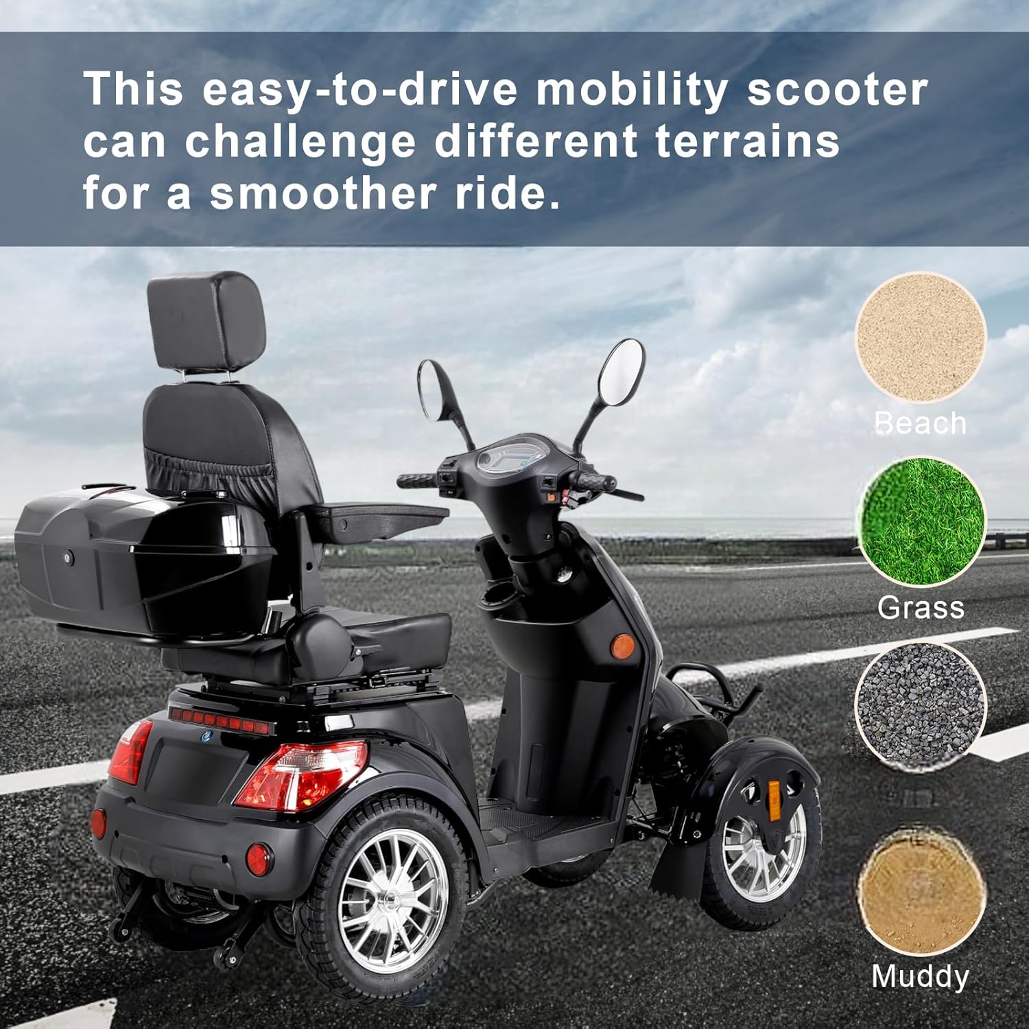 Mobility Scooters for Seniors & Adults 500lbs Capacity - 800W All Terrain Electric Powered Mobility Cart